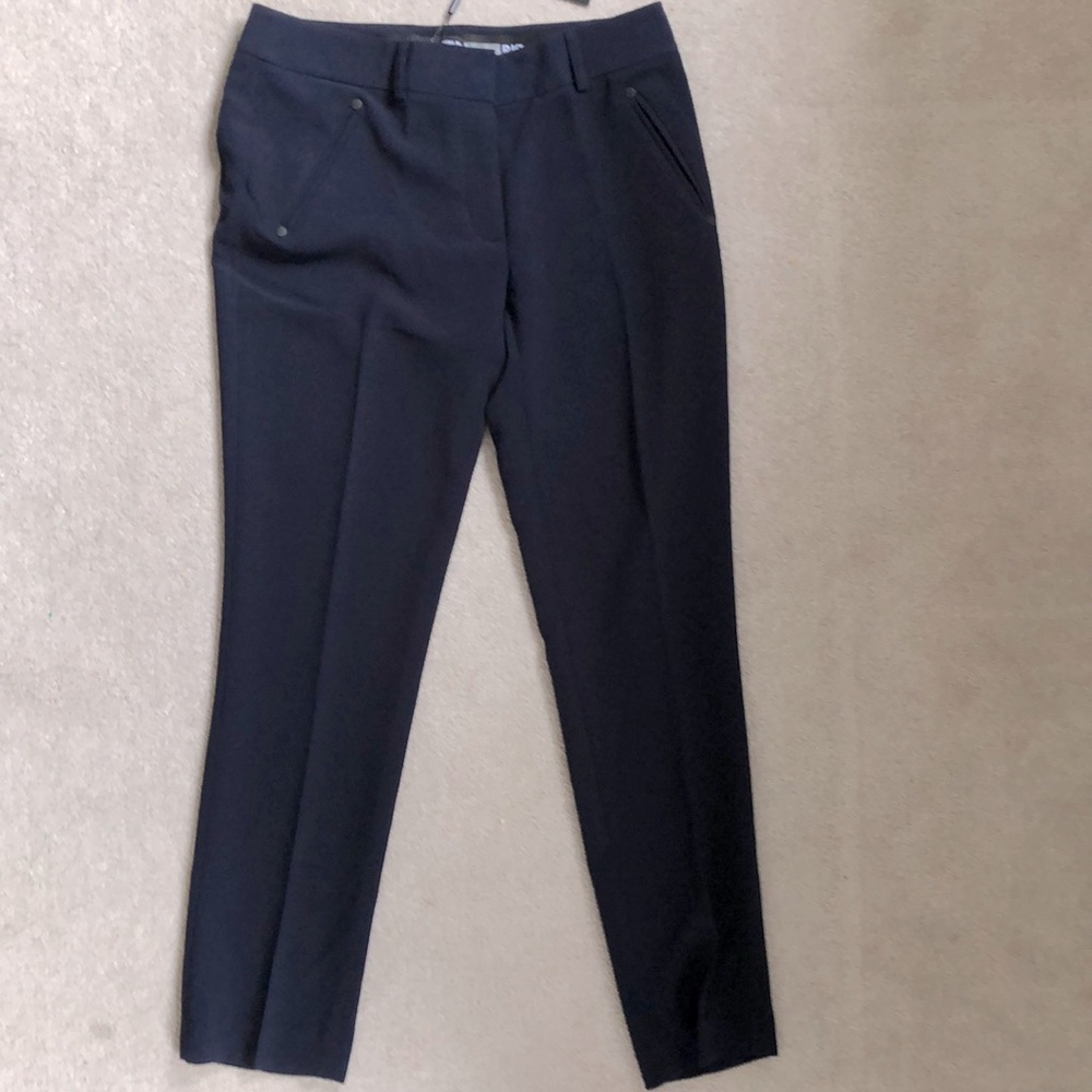 Navy pants- straight leg trousers medium
